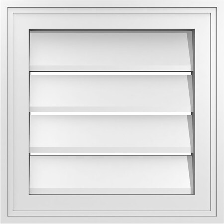 Ekena Millwork Vertical Surface Mount PVC Gable Vent: Functional, w/ 2"W x 1-1/2"P Brickmould Frame, 16"W x 16"H GVPVE16X1602SF